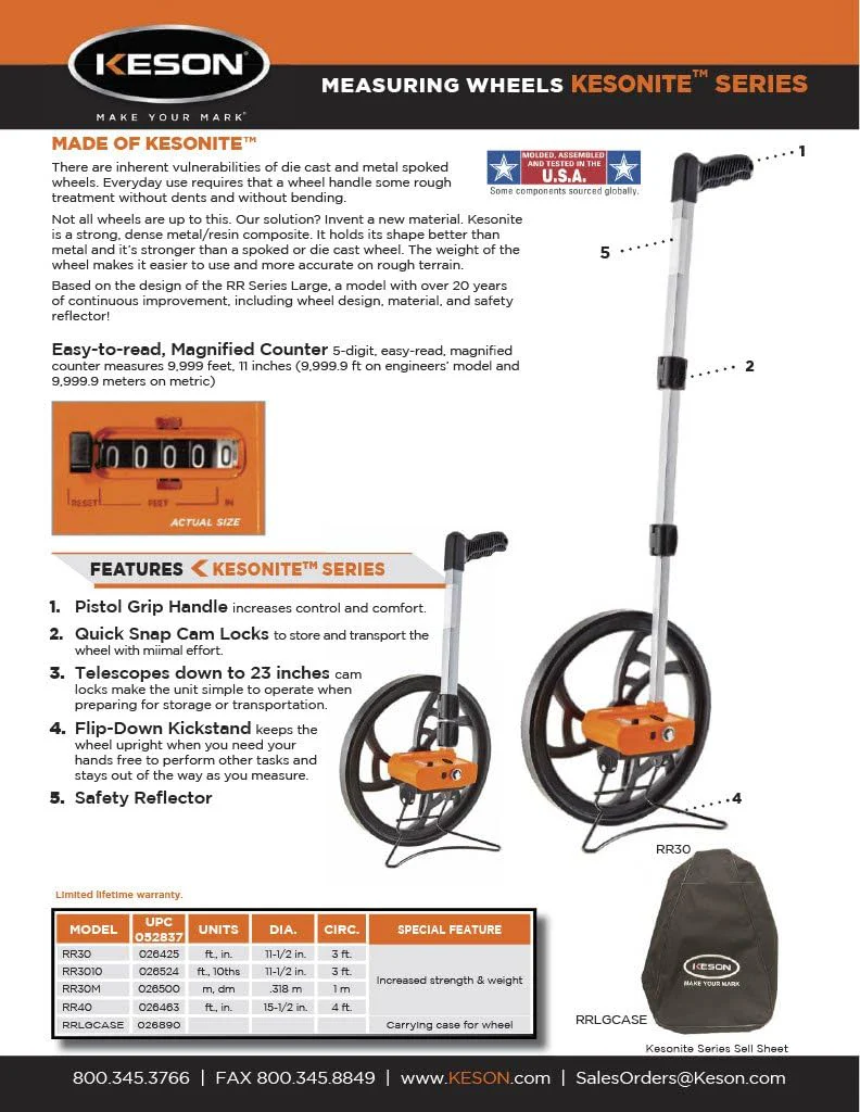 Keson | ‎RR40 | Keson RR40 Kesonite Measuring Wheel with Telescoping Handle, 15-1/2-Inch Diameter - Image 6