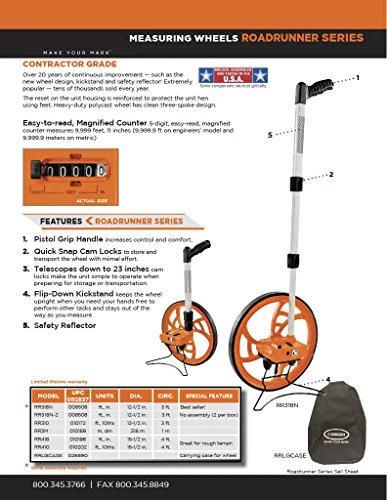 Keson RR418 Contractor Grade Measuring Wheel (Graduations: ft. & in.), 15-1/2-Inch Diameter - Image 5