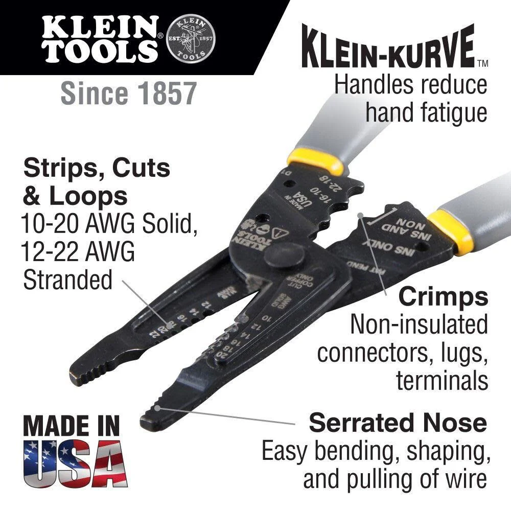 Klein Tools 1009 Multi Tool, Wire Stripper, Crimping Tool, Wire Cutter, Long-Nose Multi-Purpose Electrician Tool - Image 2