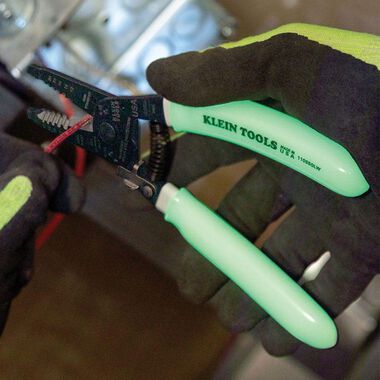 Klein Tools 11055GLW Wire Stripper/Cutter & D248-8-GLW Pliers & D20009NEGLW Side Cutter Linemans Pliers Cut ACSR, Screws, Nails, Hard Wire, 9-Inch Hi-Viz Pliers - Image 2