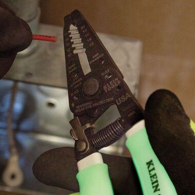 Klein Tools 11055GLW Wire Stripper/Cutter & D248-8-GLW Pliers & D20009NEGLW Side Cutter Linemans Pliers Cut ACSR, Screws, Nails, Hard Wire, 9-Inch Hi-Viz Pliers - Image 4