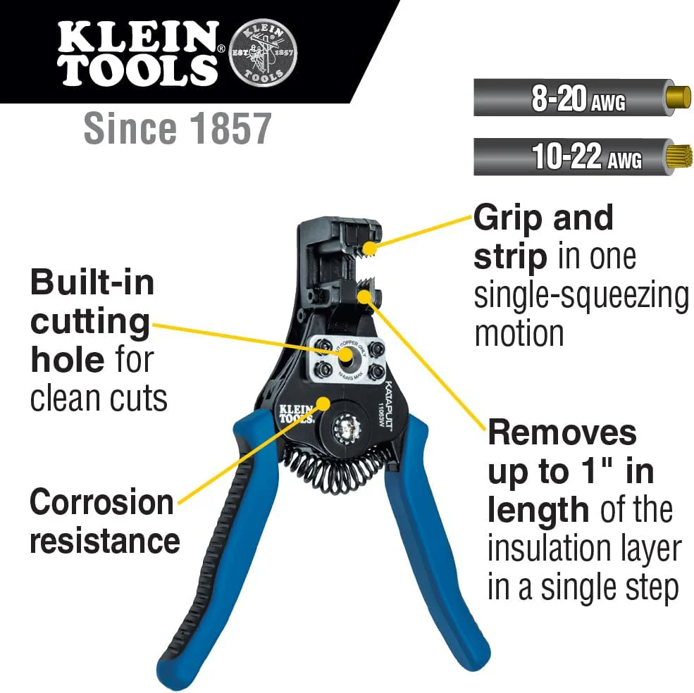 Klein Tools 11063W Katapult Wire Stripper and Cutter for Solid and Stranded Wire - Image 3