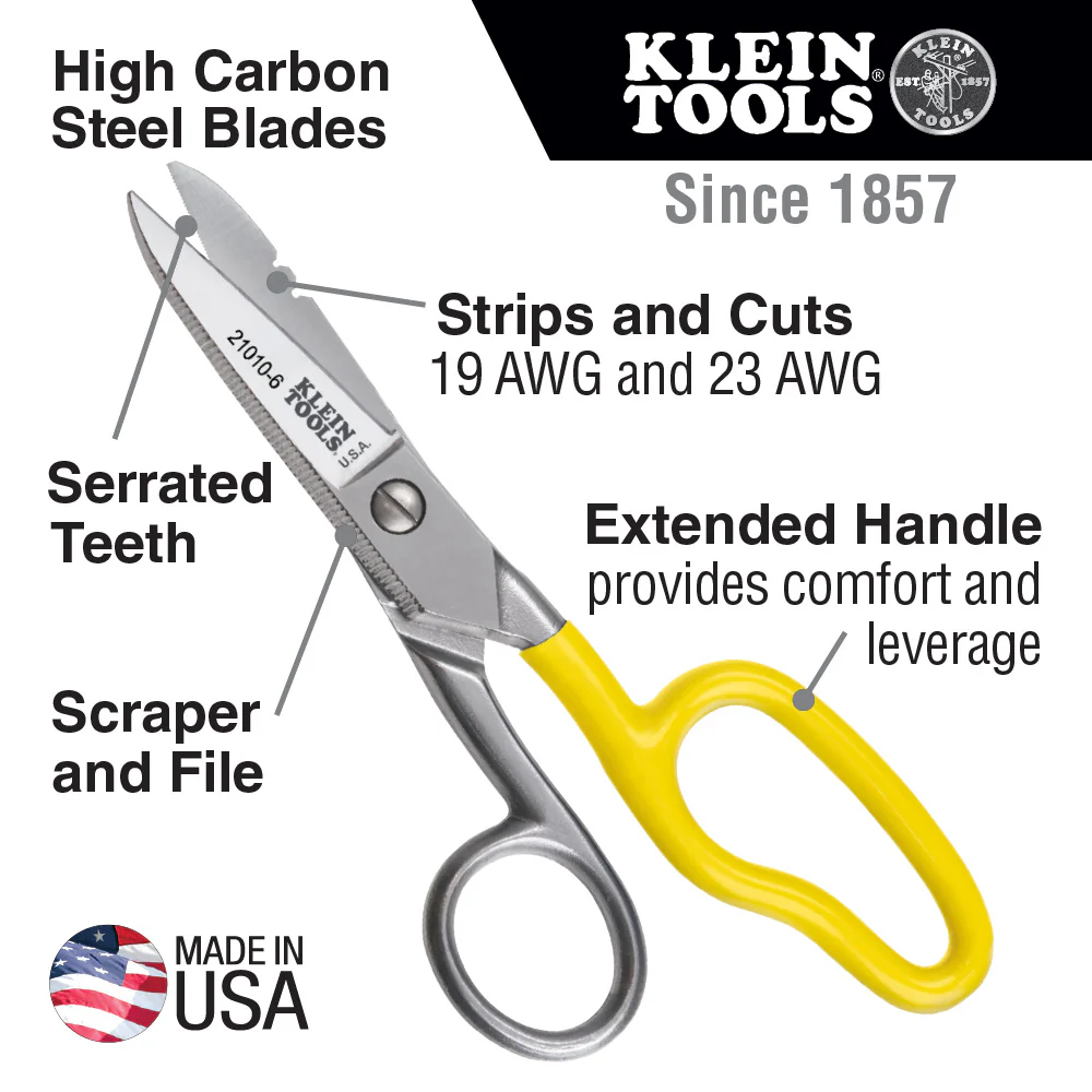 Klein Tools 21010-6-SEN Free-Fall Snip, Scraper, File, Serrated Blades - Image 2