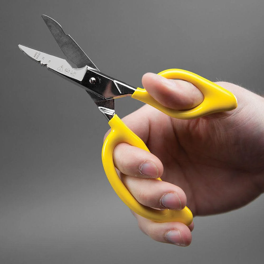 Klein Tools 26001 Scissors, Made in USA, All-Purpose Electrician's Scissors with Cable Cutting Notch, Serrated Blades, Deburr Notch, 6.75-Inch - Image 7