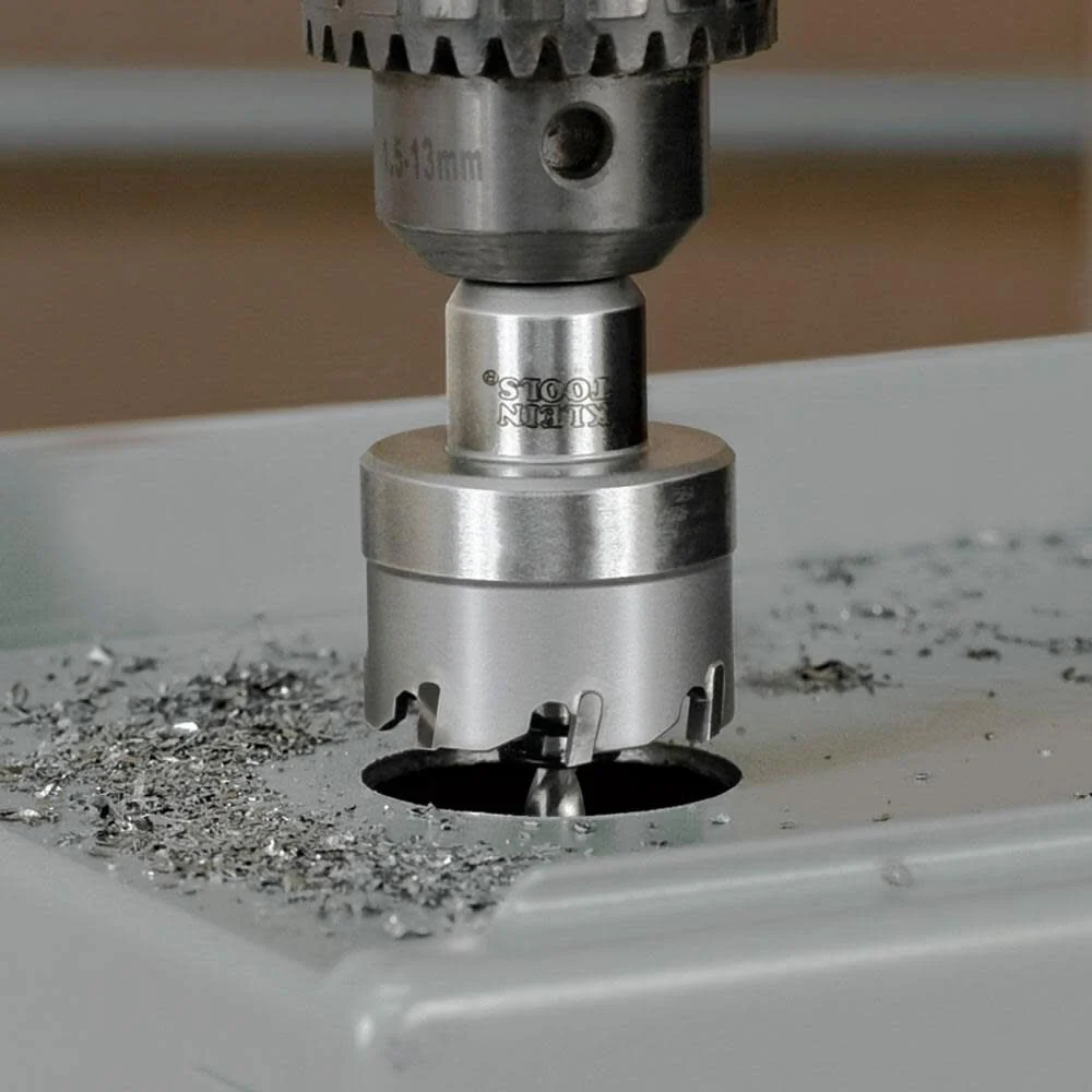 Klein Tools 31852 Heavy Duty Hole Cutter, 7/8-Inch Carbide Hole Cutter Cuts Stainless Steel, Mild Steel, Iron, Copper, Brass - Image 4