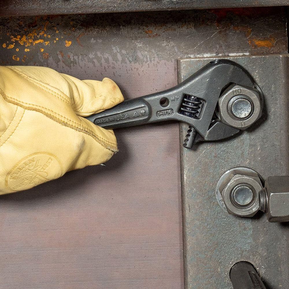 Klein Tools 3227 Extra Wide Adjustable Wrench, Made in USA, Construction Spud Wrench for Up to 1-7/16-Inch Nuts and Bolts, 10-Inch, with Tether Hole - Image 6