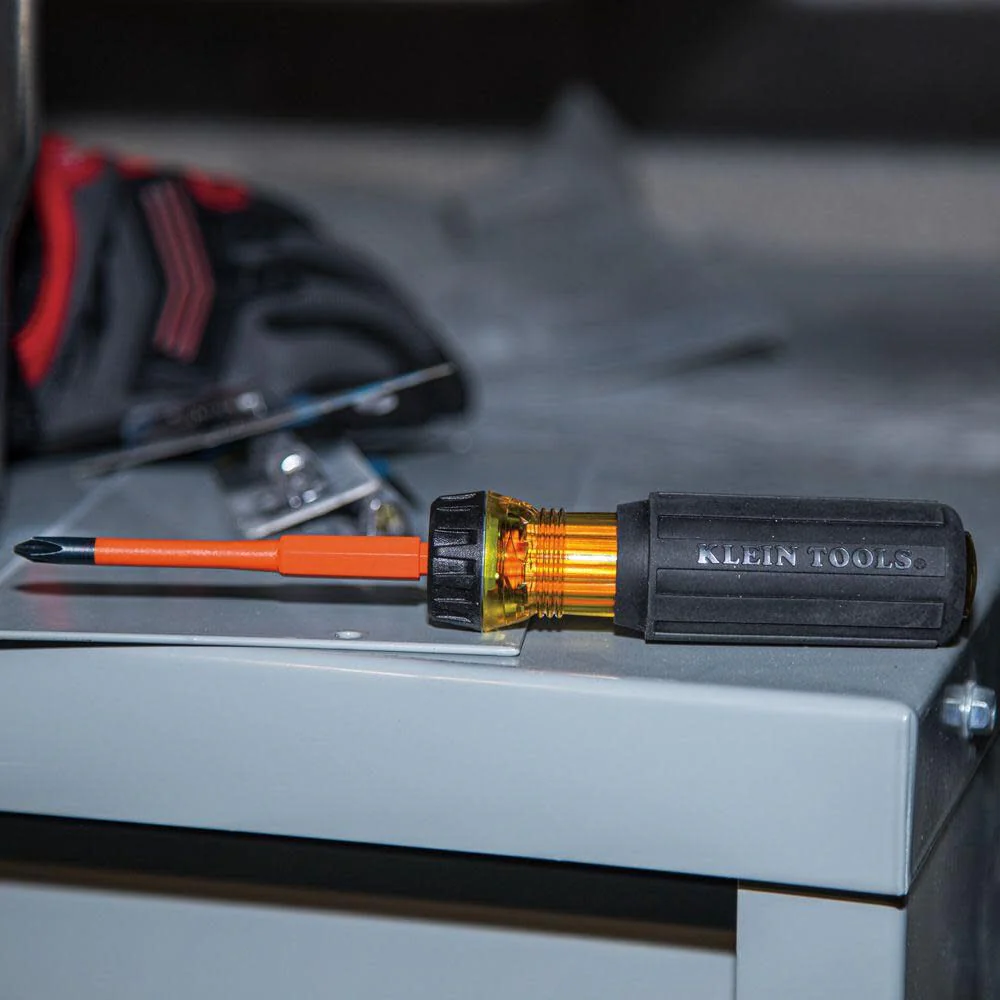 Klein Tools 32287 Insulated Screwdriver, 2-in-1 Screwdriver Set with Flip Blade, #1 and #2 Square Tips, Double-Ended Blades - Image 8