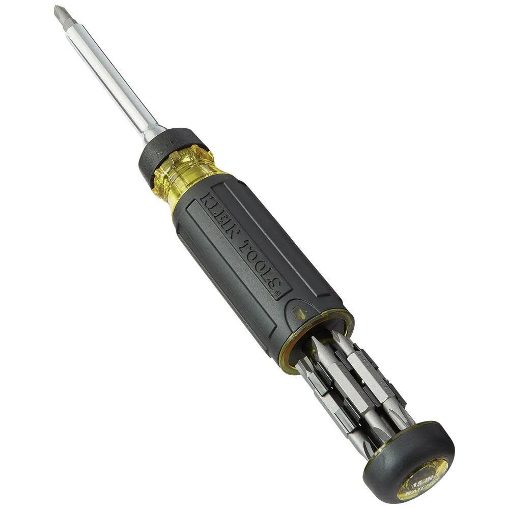 Klein Tools 32305 Multi-bit Ratcheting Screwdriver, 15-in-1 Tool with Phillips, Slotted, Square, Torx and Combo Bits and 1/4-Inch Nut Driver - Image 10