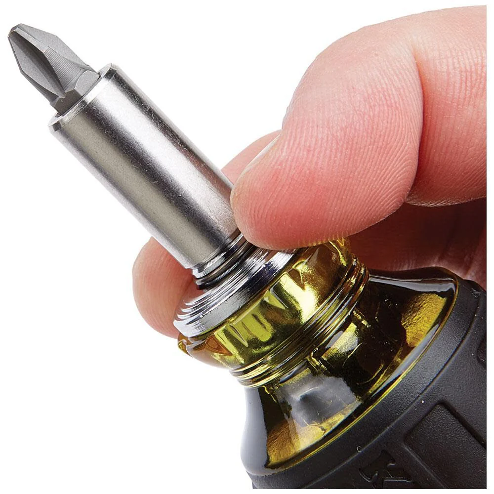 Klein Tools 32308 Multi-bit Stubby Screwdriver, Impact Rated 8-in-1 Adjustable Magnetic Tool with Phillips, Slotted, Square and Nut Driver - Image 14