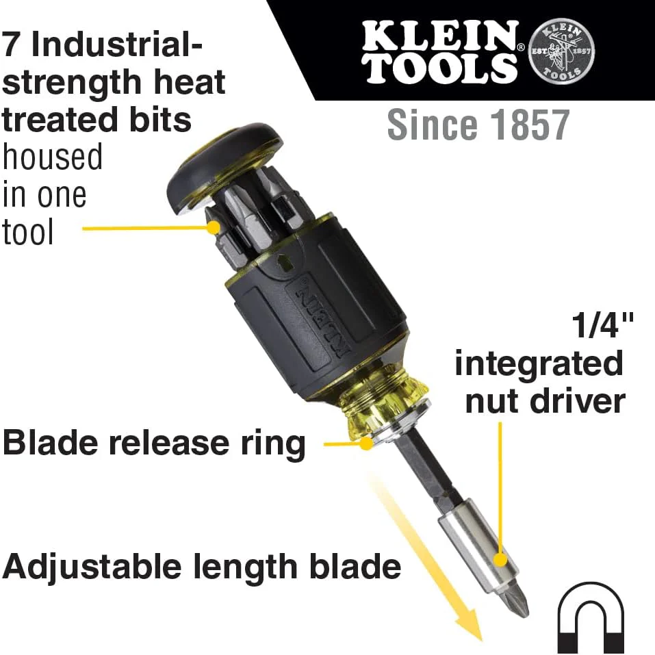 Klein Tools 32308F 10-in-1 Impact-Rated Stubby Driver Set with Flip Socket - Image 3