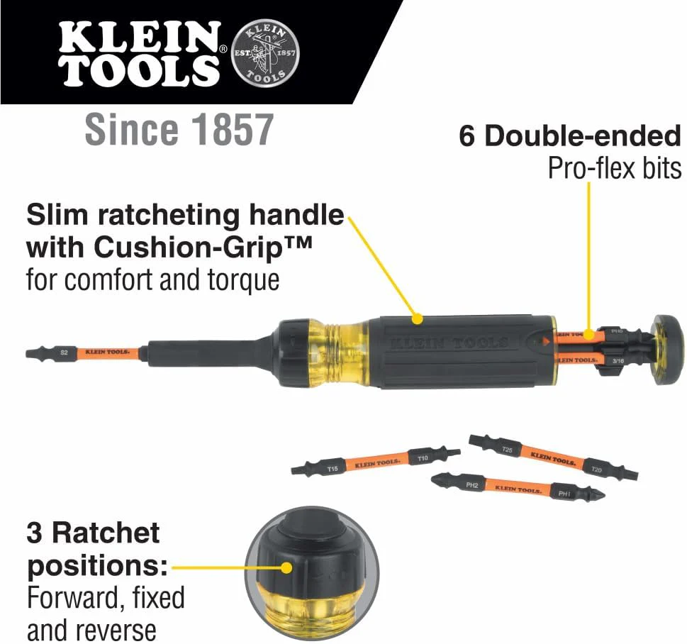 Klein Tools 32313HD 13-in-1 Ratcheting Impact Rated Screwdriver - Image 2