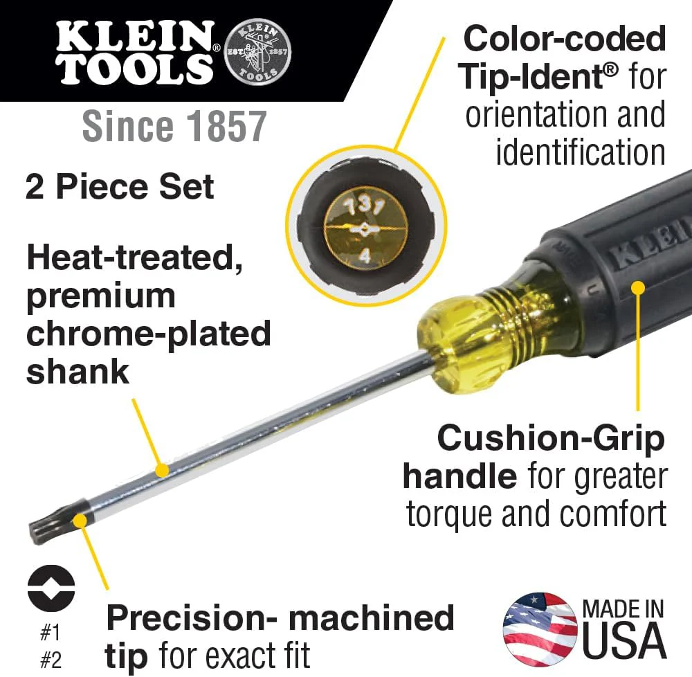 Klein Tools 32378 Screwdriver Set, Combination Tip, 2-Piece - Image 2