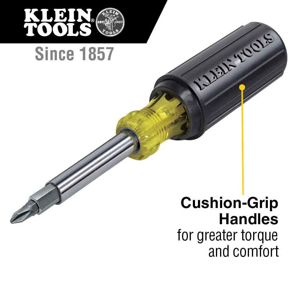 Klein Tools 32500 11-in-1 Screwdriver / Nut Driver Set, 8 Bits (Phillips, Slotted, Torx, Square), 3 Nut Driver Sizes, Cushion Grip Handle - Image 3