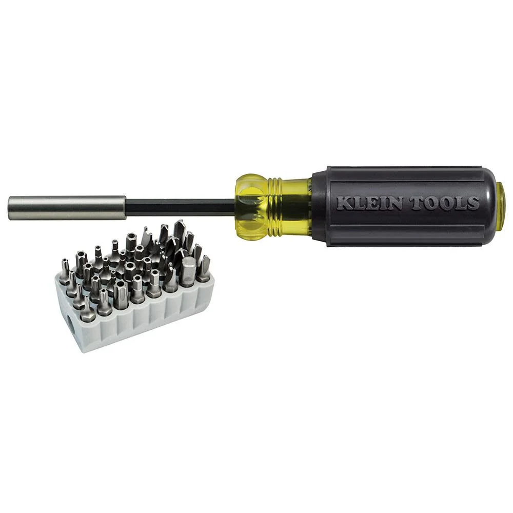 Klein Tools 32510 Magnetic Multibit Screwdriver with Sturdy Torx, Hex, Spanner, Tri-Wing, Torq and Nut Tamperproof Bits and Storage Block - Image 4