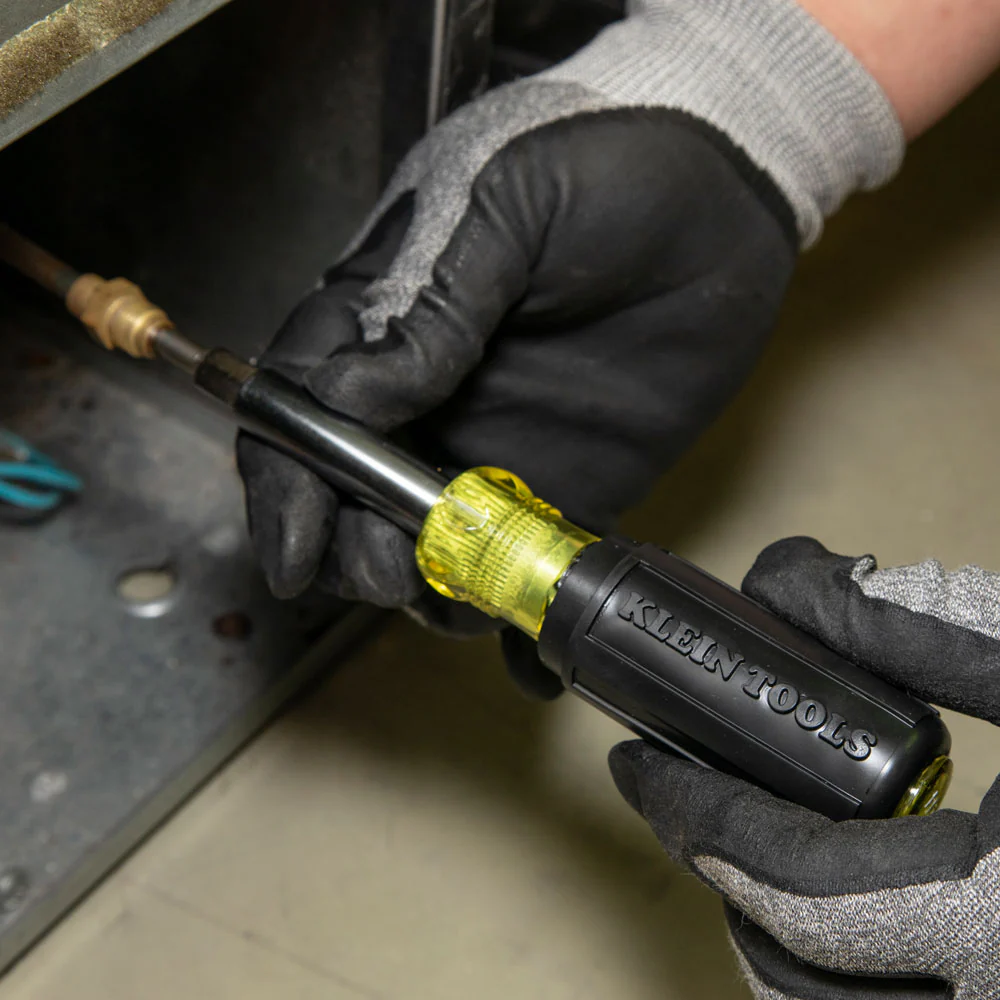Klein Tools 32527 Multi-Bit Screwdriver / Nut Driver, 11-in-1, Ph, Sl, Sq, Schrader Bits - Image 4