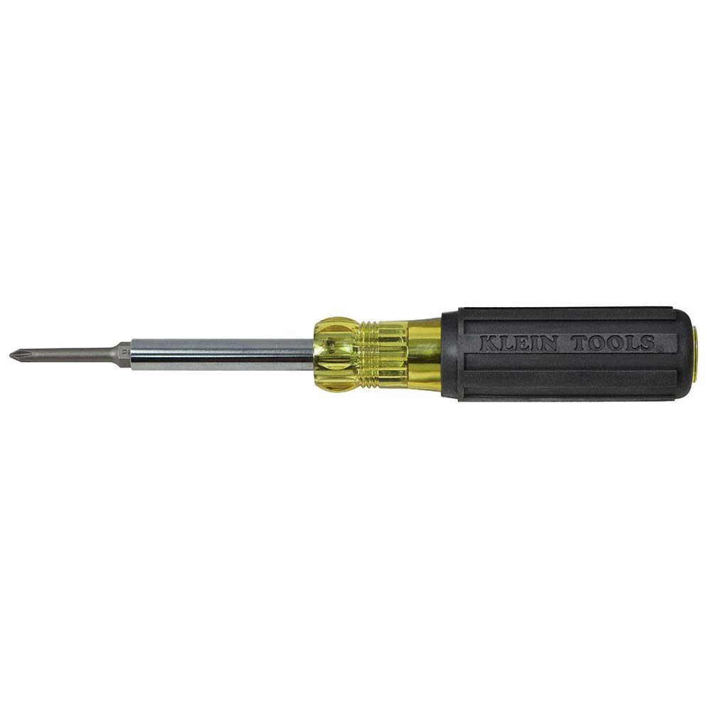 Klein Tools 32559 Multi-bit Screwdriver / Nut Driver, Extended Reach 6-in-1 Tool with Nut Driver, Phillips and Slotted Bits