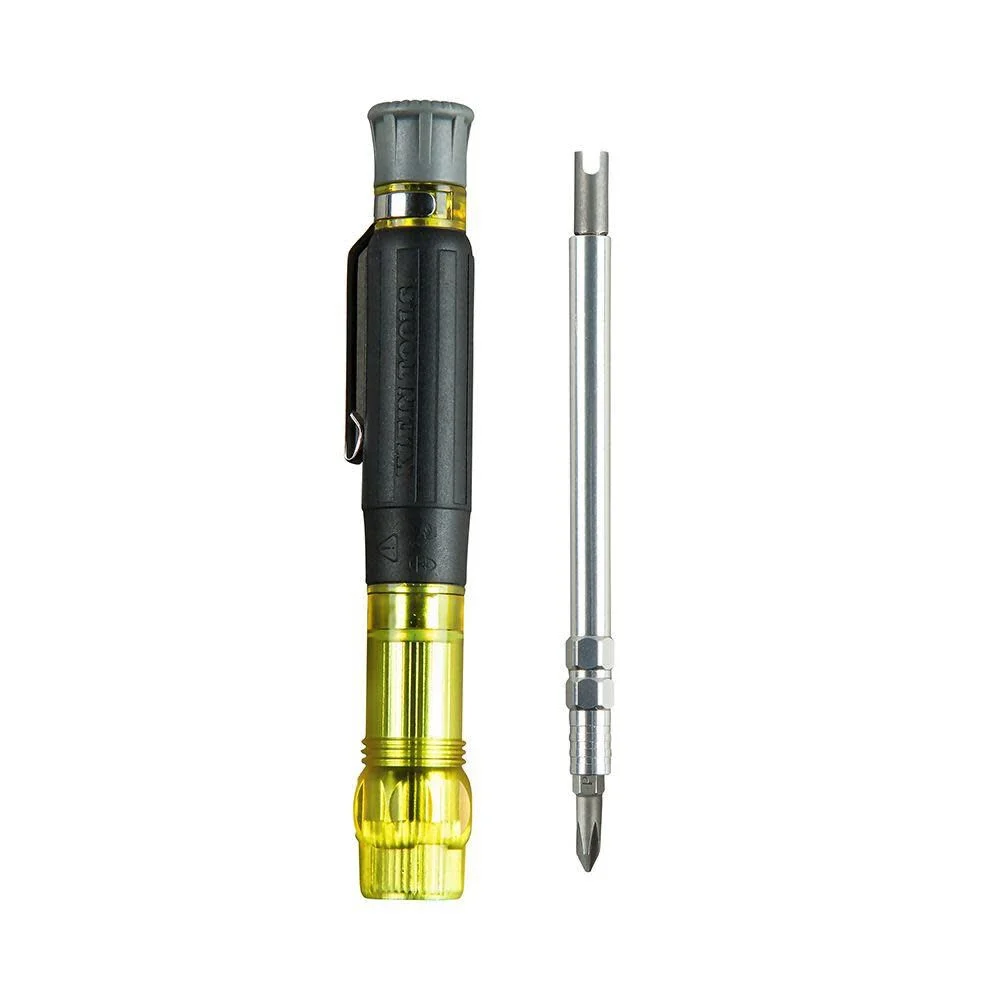 Klein Tools 32613 Multi-Bit Screwdriver, Precision HVAC 3-in-1 Pocket Screwdriver with Phillips, Slotted and Schrader Bits - Image 7