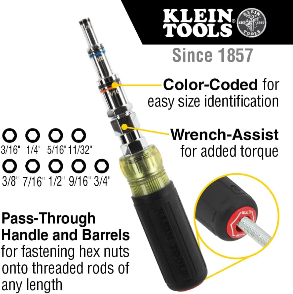 Klein Tools 328091 9-in-1 Pass Through Multi-Nut Driver - Image 2