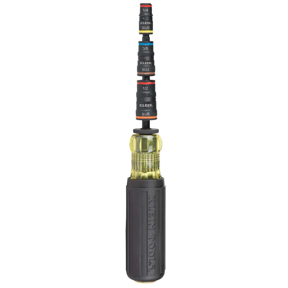 Klein Tools 32910 Impact Driver, 7-in-1 SAE Impact Socket Set with Handle, Flip Socket with 6 Hex Driver Sizes plus a 1/4-Inch Bit Holder - Image 8