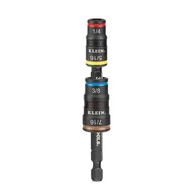 Klein Tools 32932 5-in-1 Impact Socket Set, 2 Flip Sockets with 4 SAE Hex Driver Sizes and 1/4-Inch Bit Holding Feature, Impact Rated