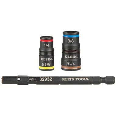 Klein Tools 32932 5-in-1 Impact Socket Set, 2 Flip Sockets with 4 SAE Hex Driver Sizes and 1/4-Inch Bit Holding Feature, Impact Rated - Image 3