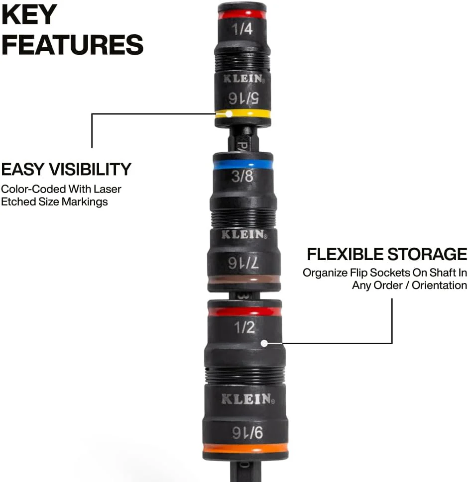 Klein Tools 32933 7-in-1 Impact Flip Socket Set - Image 3