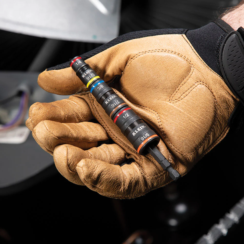 Klein Tools 32933 Impact Driver, SAE 7-in-1 Impact Socket Set, Flip Socket with 6 Hex Driver Sizes, Plus Bit Holding Feature - Image 3