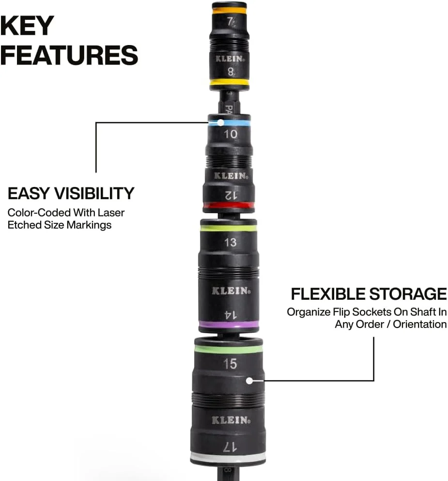 Klein Tools 32934M 8-in-1 Metric Impact-Rated Flip Socket Set - Image 3