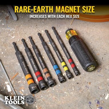 Klein Tools 32950 Hollow Magnetic Color-Coded Ratcheting Power Nut Drivers, 7-Piece - Image 3