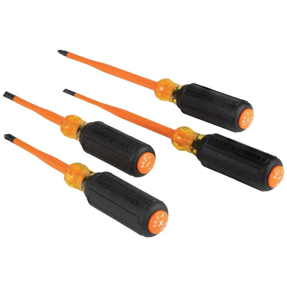 Klein Tools 33734INS 1000V Slim Tip Insulated Screwdriver Set, Phillips, Cabinet, Square Slim-Tip, Cushion Grip Handle, 4-Piece - Image 7