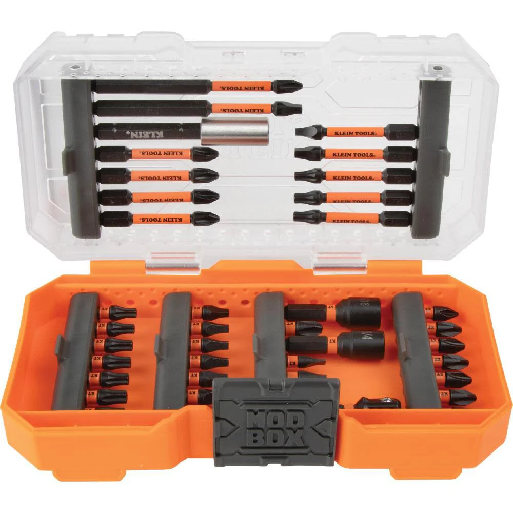 Klein Tools 33801 Impact Driver Bit Set with Magnetic Nut Drivers, ProFlex S2 Steel Phillips, Slotted, Square, TORX Bits with Case, MODBox Compatible, 40-Piece - Image 3