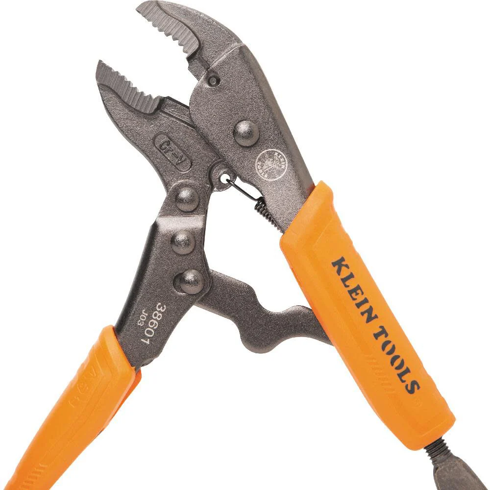 Klein Tools 38660 Locking Pliers Set, 7-Inch and 10-Inch Curved Jaw Pliers, Quick Release Handles, High Torque and Gripping Power, 2-Piece - Image 5