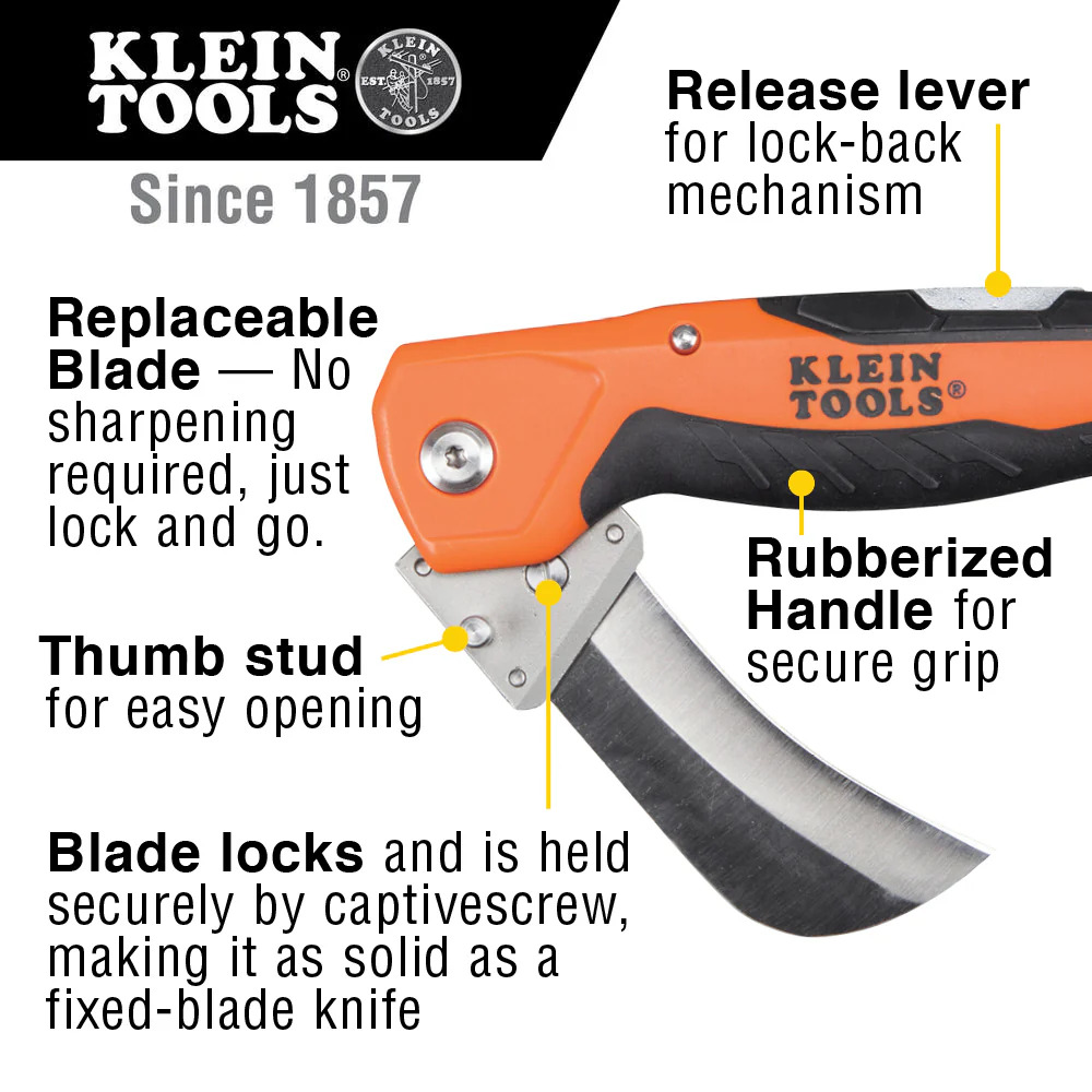Klein Tools 44218 Cable Skinning Utility Knife with Replaceable Blade - Image 2