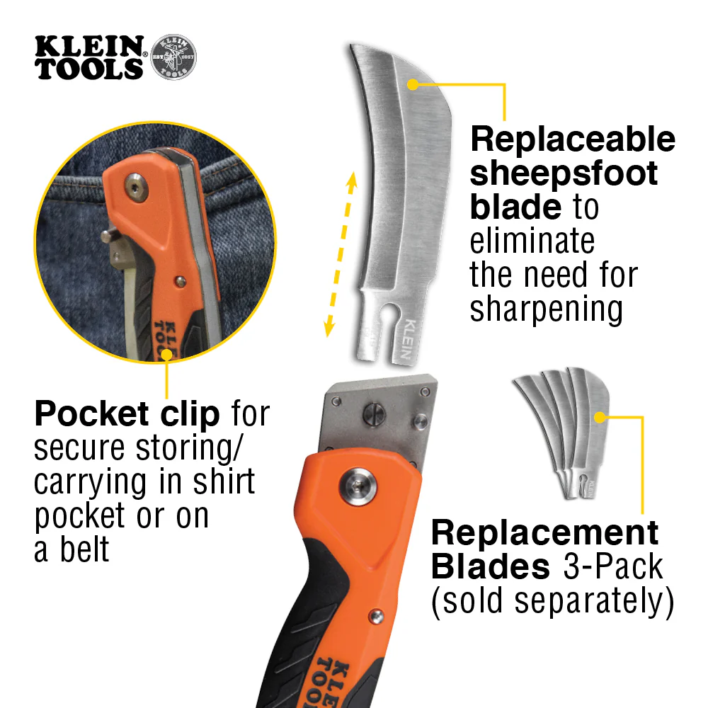 Klein Tools 44218 Cable Skinning Utility Knife with Replaceable Blade - Image 3