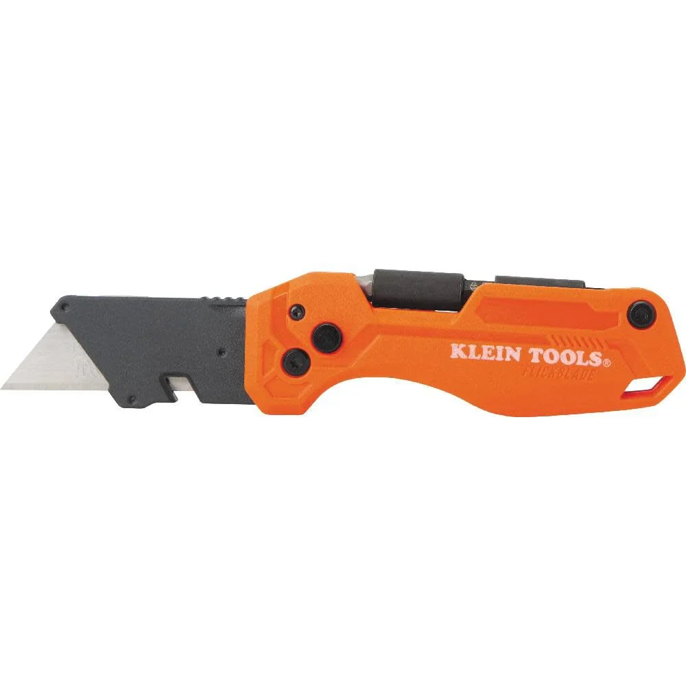 Klein Tools 44304 Folding FLICKBLADE Utility Knife, Compact, Removable Impact Driver, 1/4-Inch Nut Driver and 2 Phillips Bit - Image 5