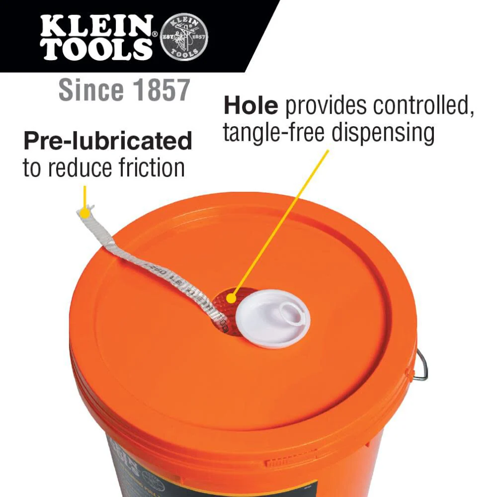 Klein Tools 50122 Conduit Measuring Pull Tape, Mule Tape for Heavy-Duty Cable and Wire Pulling, 1250-Pound x 2000-Foot Long - Image 4