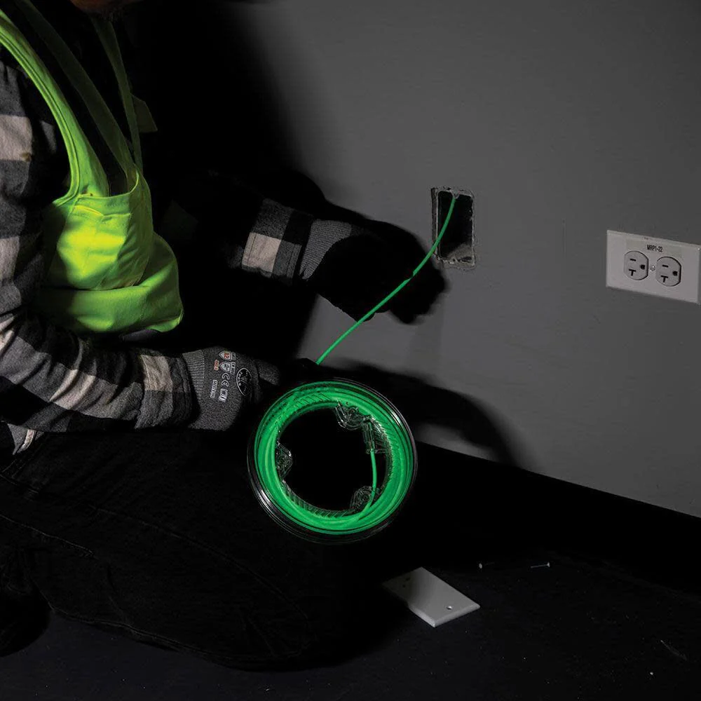 Klein Tools 50550 20-Foot Glow In The Dark Fish Tape, Made in USA, Fiberglass with Nylon Tip and Stainless-Steel Connector for Fish Rod Attachments - Image 6