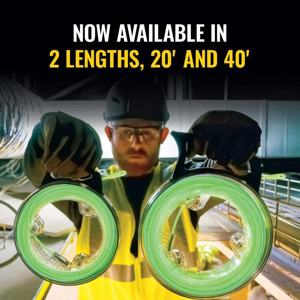 Klein Tools 50660 Glow In The Dark Fish Tape, Fiberglass with Nylon Tip and Stainless-Steel Connector for Fish Rod Attachments, 40-Foot - Image 4