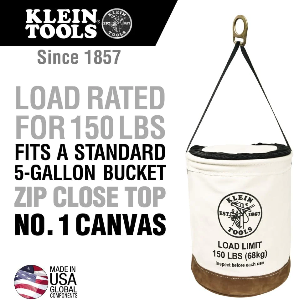 Klein Tools 5104CLR22 Canvas Bucket with Bucket Top, 22-Inch - Image 2