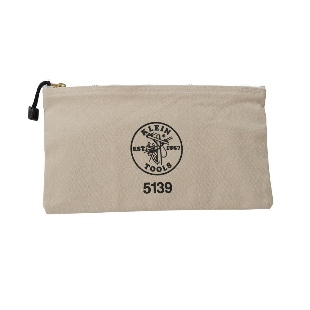 Klein Tools 5139 Zipper Bag, Canvas Tool Pouch to 12.5 x 7 x 0.7 -Inch with Heavy Duty Brass Zipper Close, Natural - Image 3