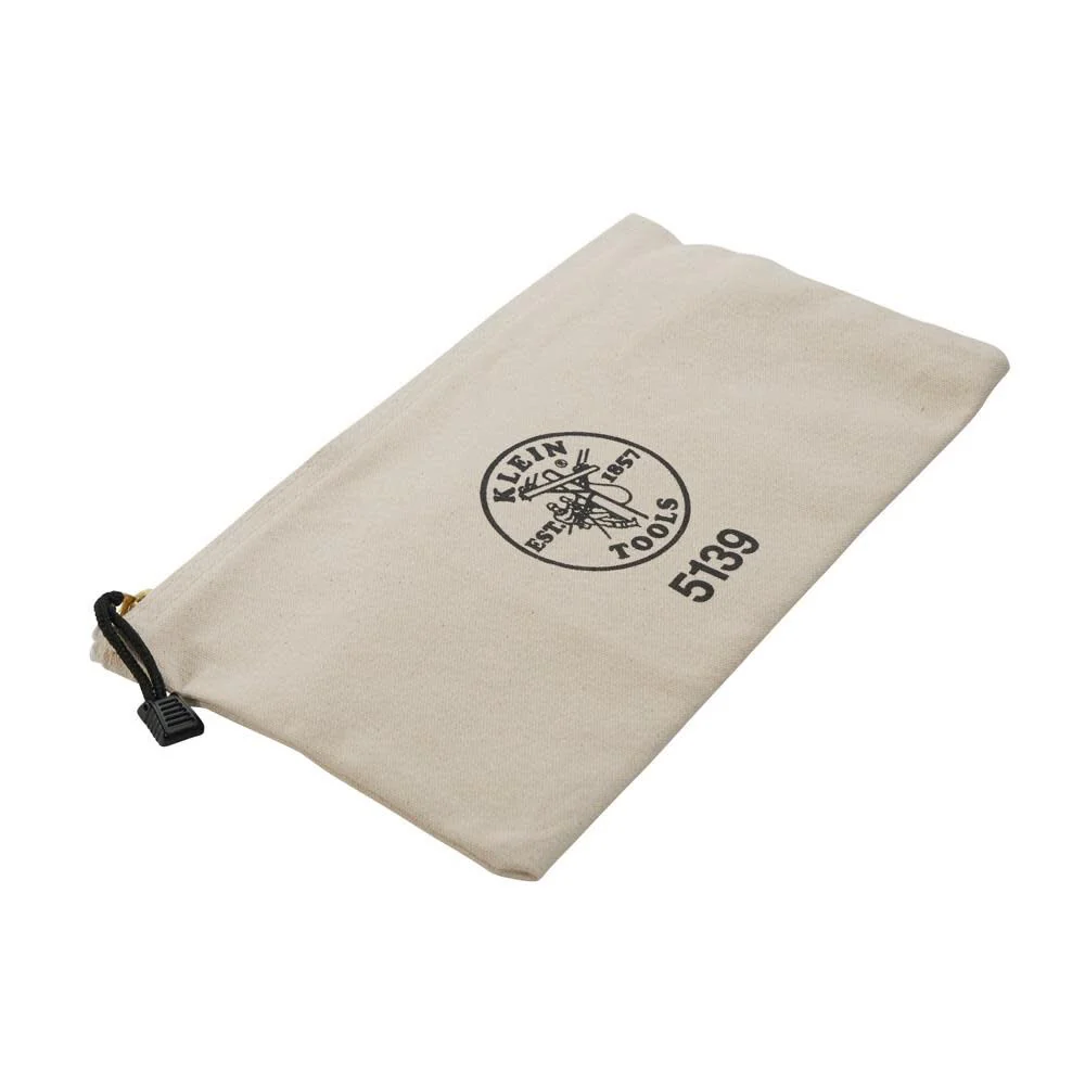 Klein Tools 5139 Zipper Bag, Canvas Tool Pouch to 12.5 x 7 x 0.7 -Inch with Heavy Duty Brass Zipper Close, Natural - Image 4
