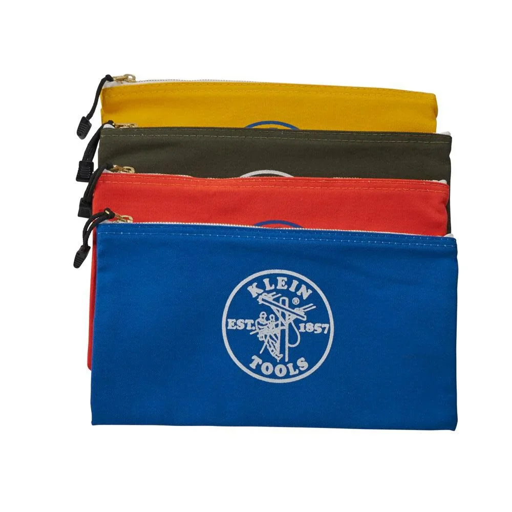 Klein Tools 5140 Canvas Zipper Bag, Tool Pouch, Tool Bag, Utility Bag, Bank Deposit Bag, 12.5 x 7-Inch, Olive/Orange/Blue/Yellow 4-Pack - Image 5