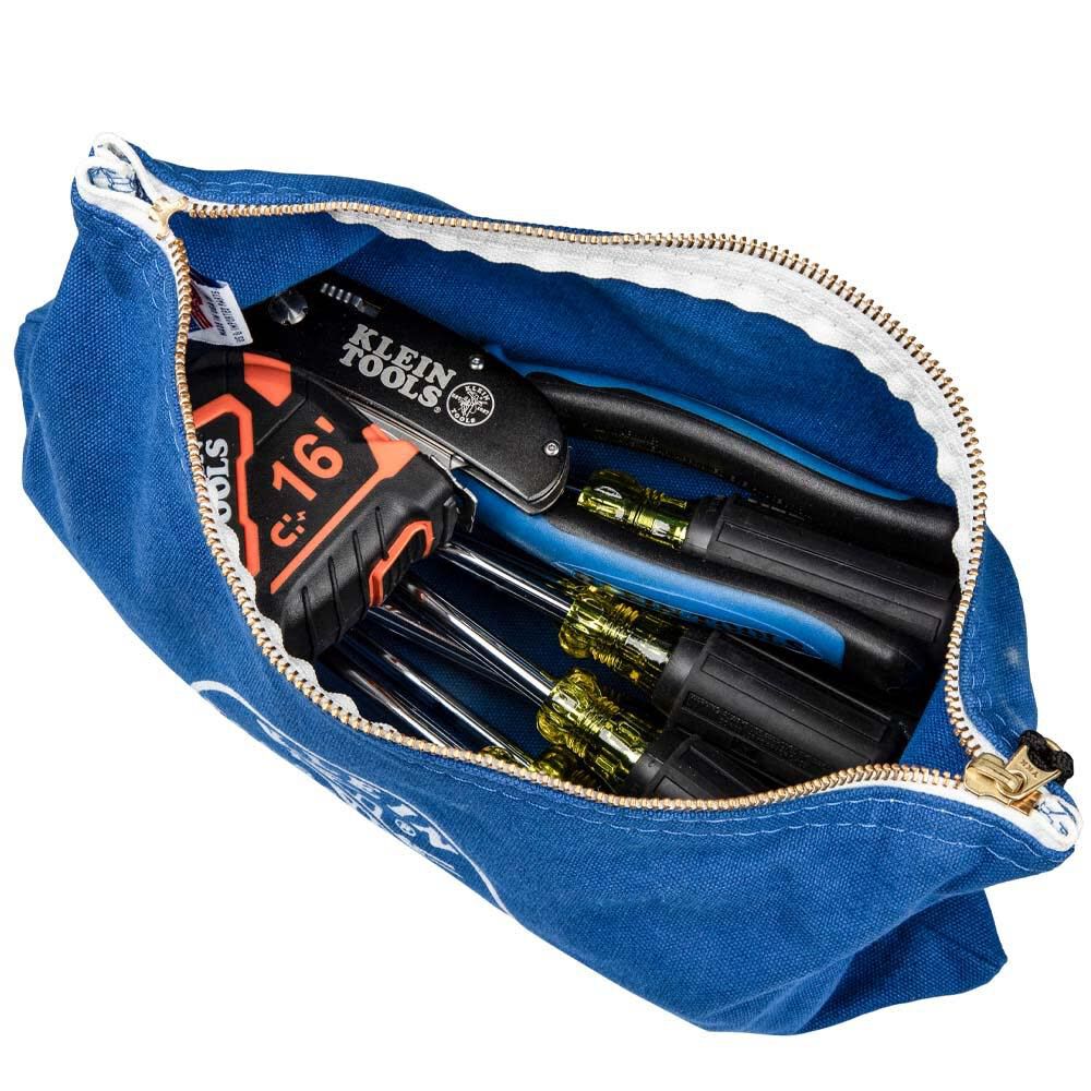 Klein Tools 5140 Canvas Zipper Bag, Tool Pouch, Tool Bag, Utility Bag, Bank Deposit Bag, 12.5 x 7-Inch, Olive/Orange/Blue/Yellow 4-Pack - Image 6