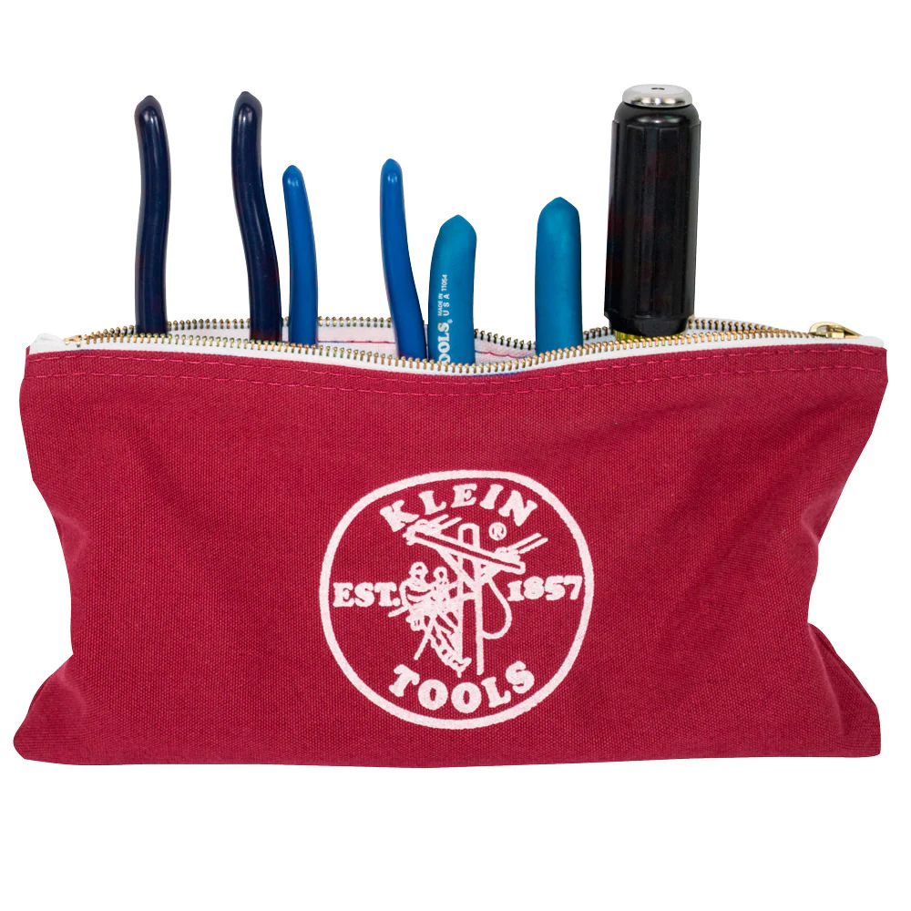 Klein Tools (5141) Zipper Bags, Canvas Tool Pouches, Brown/Black/Gray/Red (Pack of 4) - Image 4