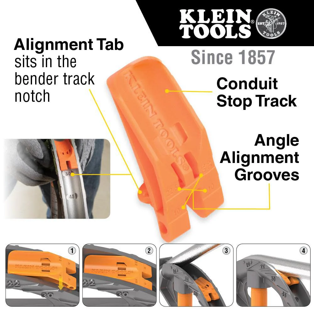 Klein Tools 51606 Aluminum Conduit Bender Full Assembly, 1/2-Inch EMT, Wide Food Pedal, Benchmark Symbols and Angle Setter - Image 3