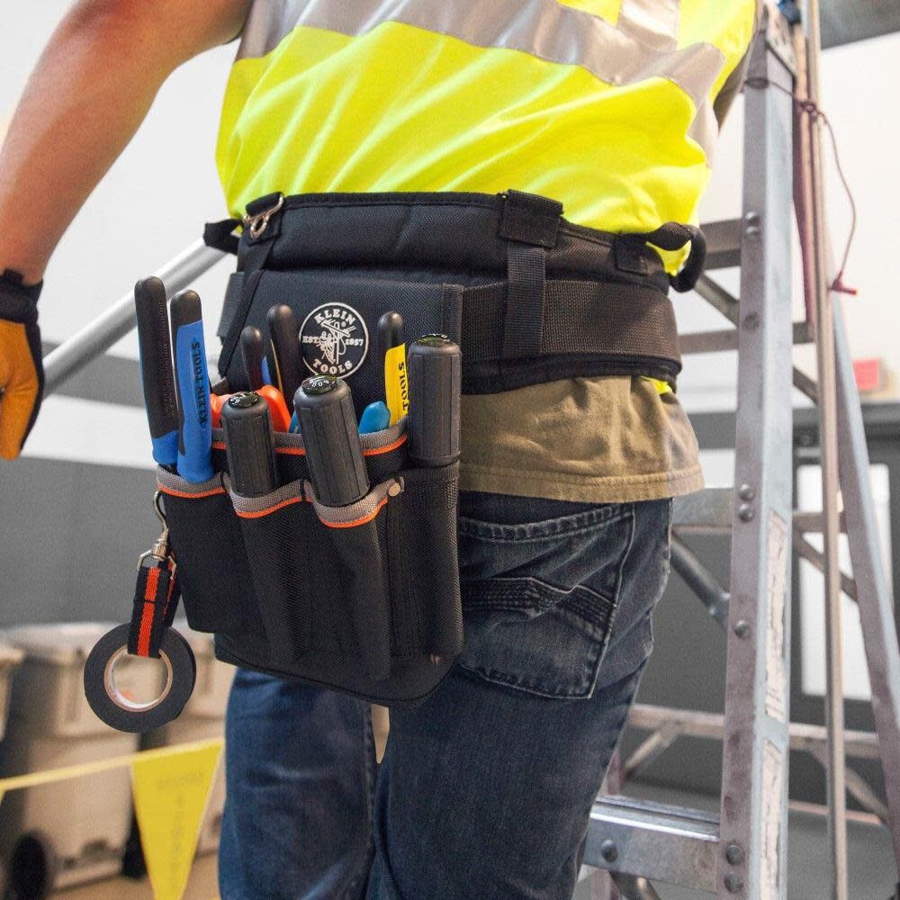 Klein Tools 5241 Tool Pouch, Tradesman Pro Tool Pouch with Electrical Tape Thong and Heavy Duty Reinforced Bottoms, 6-Pocket - Image 5