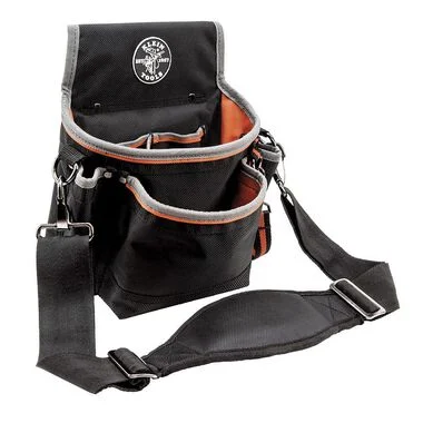 Klein Tools 5243 Tradesman Pro Tool Pouch with Padded Shoulder Strap, Reinforced Bottoms and Electrical Tape Thong, 15-Pocket