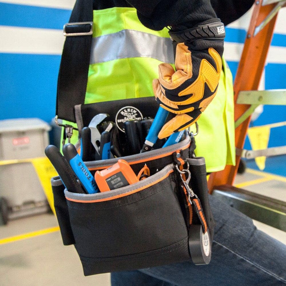 Klein Tools 5243 Tradesman Pro Tool Pouch with Padded Shoulder Strap, Reinforced Bottoms and Electrical Tape Thong, 15-Pocket - Image 6