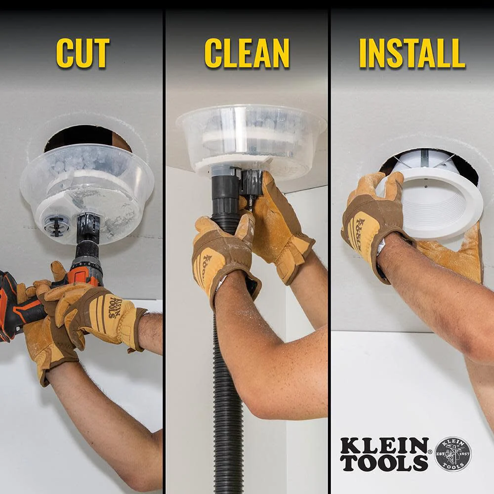 Klein Tools 53710 Hole Saw, Adjustable Circle Hole Cutter with Dustbowl, Integrated Vacuum Port, for Drywall and Ceiling Tiles, 2 to 7-Inch - Image 5