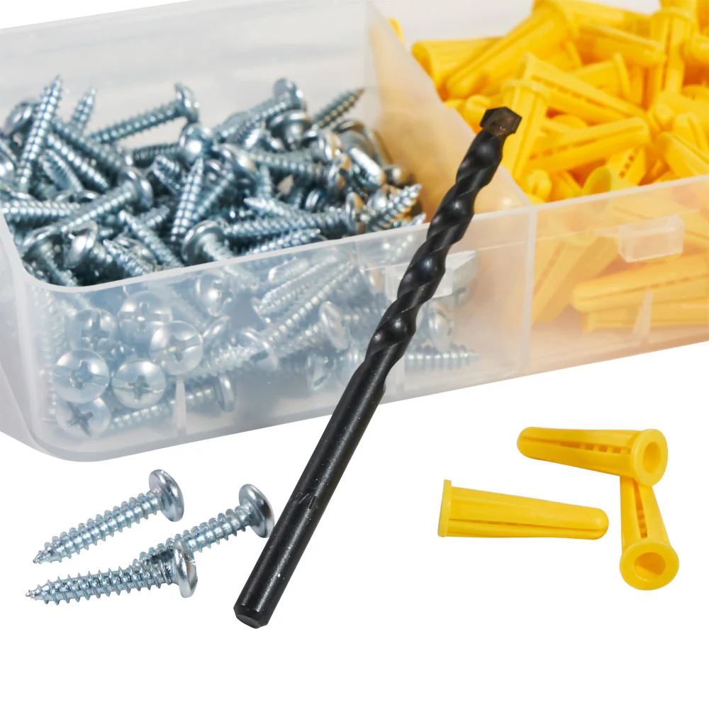 Klein Tools 53729 Conical Anchor Kit, 100 Anchors, 100 #2 Phillips, 1/4 Inch Masonry Drill Bit, Drywall and Masonry - Image 4
